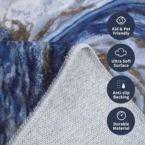 9x12 Area Rugs for Living Room, Modern Abstract Rug for Bedroom, Contemporary Machine Washable Rug, Large Stain Resistant Carpet for Dining Room Playroom Nursery Room, Pet & Kids Friendly