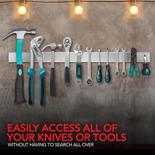 Modern Innovations 24 Inch Stainless Steel Magnetic Knife Bar with Multipurpose Use as Knife Holder, Knife Magnetic Strip, Kitchen Utensil Holder, Tool Holder, Art Supply Organizer & Home Organizer