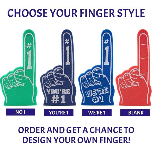 Giant Foam Finger 18 Inch- Number 1 Universal Foam Hand for All Occasions - Cheerleading for Sports - Exciting Vibrant Colors use as Celebration Pom Poms- Great for Sports Events Games School Business