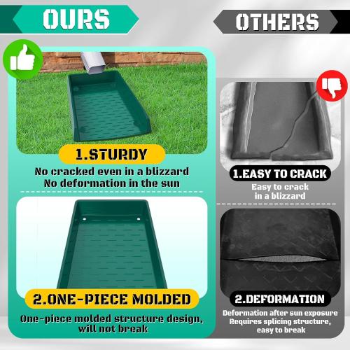 2 Pack Green Rain Gutter Downspout Splash Block, Extra-Wide Down Spout Extender, One-Piece Molding Design, Drain Gutter Guard Diverter, Thickened Gutter Splash Guard with Fixing Piles, Green