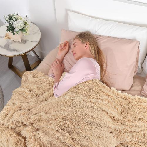 Tuddrom Decorative Extra Soft Faux Fur Throw Blanket 50x60,Solid Reversible Fuzzy Lightweight Long Hair Shaggy Blanket,Fluffy Cozy Plush Fleece Comfy Microfiber Blanket for Couch Sofa Bed,Apricot