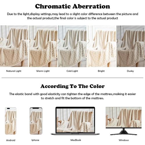 NEWCOSPLAY Super Soft Throw Blanket Linen Premium Silky Flannel Fleece 3D Waffle Checkered Lightweight Bed Blanket All Season Use (Linen, Throw(50x70))