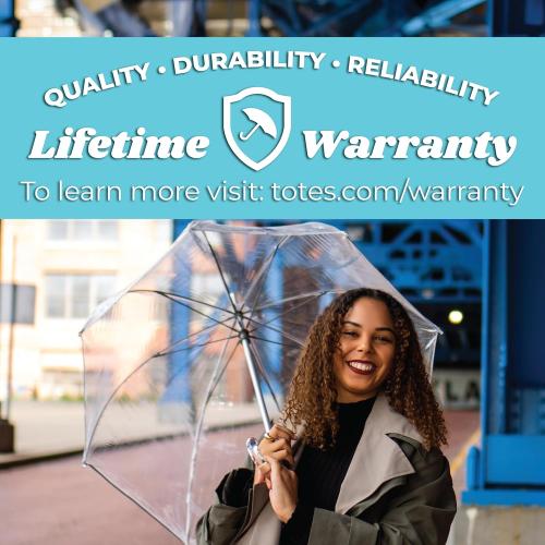 totes Adult Clear Bubble Umbrella with Dome Canopy and Lightweight Wind and Rain Protection