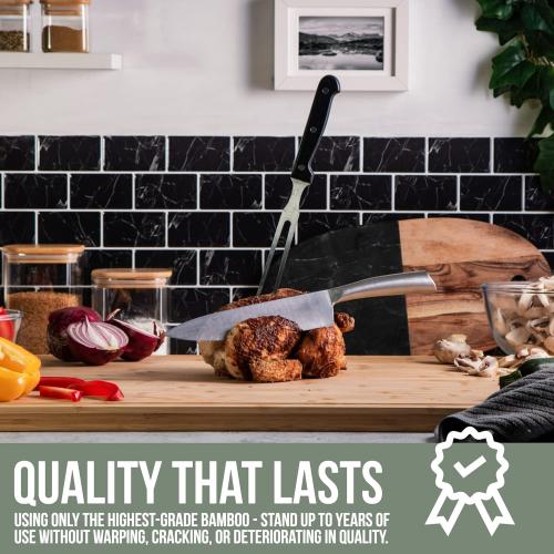 36x24 Massive Extra Large Cutting Board for Kitchen 36 X 24 by Grizzly Living - Heavy Duty Bamboo Chopping Boards for Meat, Veg & Charcuterie - Large Wooden Stove Top & Countertop (36 x 24)