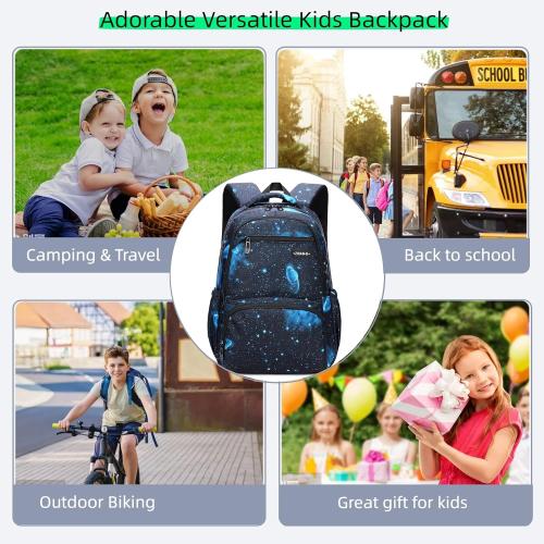 MITOWERMI Kids Backpack for Boys Girls Elementary School Backpacks Boys Children Bookbags Primary Kindergarten Backpack Galaxy Black Blue