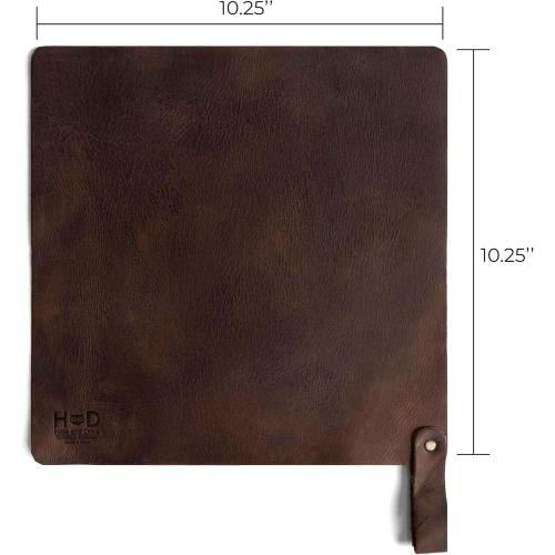 Hide & Drink, Squared Potholder Sheet, Cookware Kitchen and Bakery Supplies, Home Essentials, Protection Sheet, Full Grain Leather, Handmade, Bourbon Brown