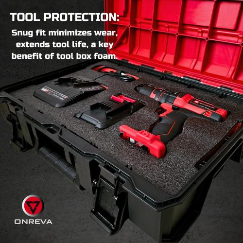 ONREVA Tool Box Foam, 2Pack 30x22x2 inch, Foam Inserts for Cases, Polyethylene Storage Sheets for Toolbox Hard Case, Tool Shadow Insert, Kaizen Organizer Sheet