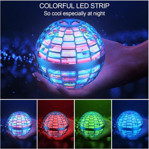 Flying Orb Ball 2025 Upgraded Hand Controlled Flying Spinner Ball with RGB Led Lights Boomerang Spinner 360°Rotating Soaring UFO Mini Orb Drone Toy Safe for Kids Adults(Blue)