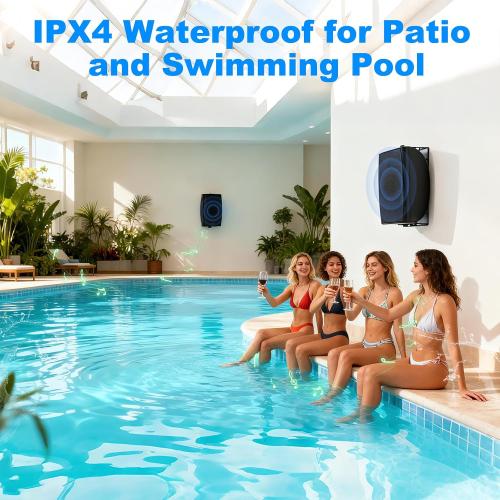 Herdio 8 Inch 600W Outdoor Speakers Passive Waterproof Wired with Powerful Bass, Wall Mount Durable Loud Sound System | Ideal for Large Spaces: Commercial Areas, Spacious Backyards, Auditorium (Black)