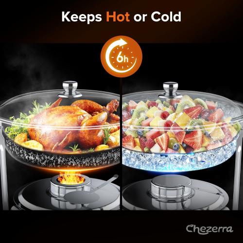 Chafing Dishes for Buffet, 4 Pack 5QT Round Stainless Steel Chafing Dish Set with Lid Holder for Home Parties, Christmas Gatherings, Catering Events, Complete Buffet Warmer Set - Silver