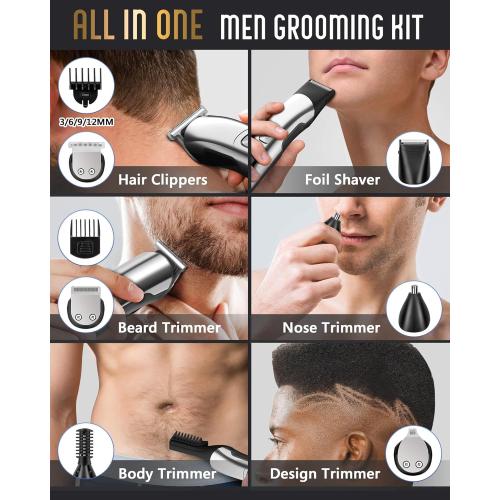 Ufree Beard Trimmer for Men, Waterproof Electric Razor for Nose, Body, Face & Mustache, Cordless Hair Clippers Shavers Grooming Kit, Gifts for Men Husband Father