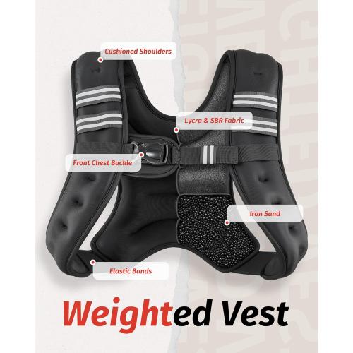 ZELUS Weighted Vest, 6lb/8lb/12lb/16lb/20lb/25lb/30lb Weight Vest with Reflective Stripe for Workout, Strength Training, Running, Fitness, Muscle Building, Weight Loss, Weightlifting