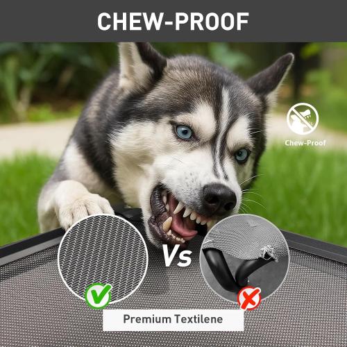 Sytopia 42'' Outdoor Elevated Dog Bed for Large Dogs, Chew-Proof Pet Camping Raised Cot with Breathable Mesh - Durable Frame, Cooling Hammock Bed, Non-Slip Feet, Waterproof, Easy Clean