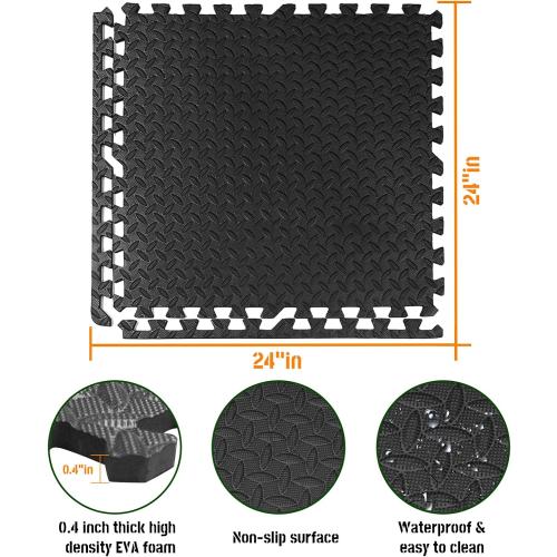 GREY GWT Puzzle Exercise Mat, EVA Foam Interlocking Floor Tiles for Home Gym, Workout Equipment, Treadmill, Protective Flooring, Fit Tile 48 SQ FT (12 Pcs)