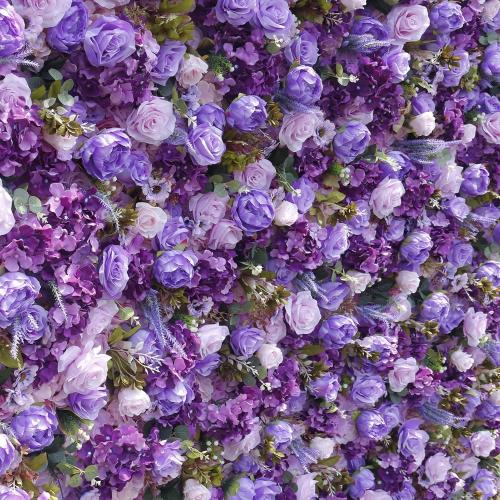Purple Rose Hydrangea 5D Simulated Flower Wall Background - High-Density Silk Flower Wedding Decoration | Waterproof Outdoor Photography Props | Multiple (1.2m*2.4m)