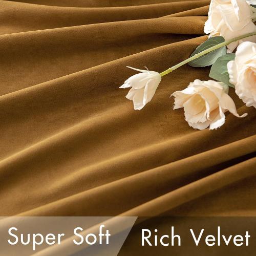MIULEE Velvet Curtains 96 inches - Luxury Room Darkening Curtains for Bedroom Living Room Thermal Insulated Super Soft Window Drapes Rod Pocket & Back Tab, Gold, W52 x L96 inches, 2 Panels