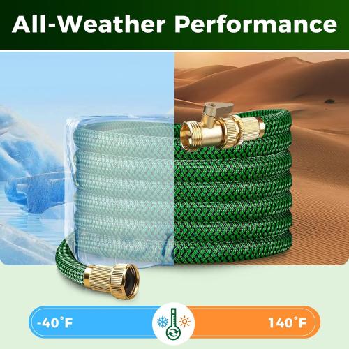 Upgraded Garden Hose 25 5ft, Non-Expandable Hose, Heavy Duty Kink-Resistant Flexible Water Hose with High-Density Fabric,LeakProof Hose Metal Shut-Off Valve Connector for Patio, Car Wash. (30FT)