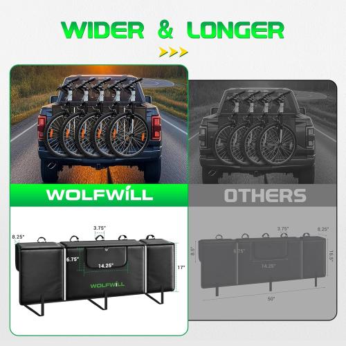 Upgraded Tailgate Bike Pad, Waterproof Truck Tailgate Pad Cover for 5 Mountain Bikes with Reflective Strips Tool Pocket Rear Camera Opening