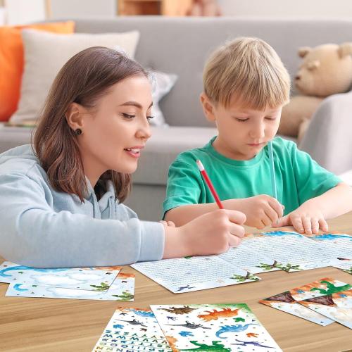 WERNNSAI Kids Stationery Set -72 PCS Dinosaur Boys Stationery Set Teens Dino Letter Writing Kit Dinosaur Letter Paper Set Stationery Writing Sheets with Envelopes School Gift Set