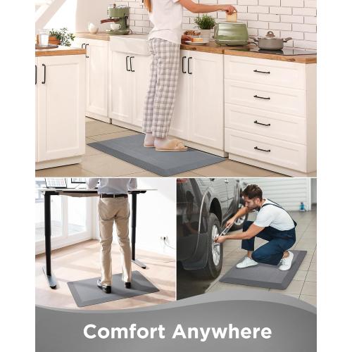 Ophanie Kitchen Mats for Floor, 3/4 Inch Thick Kitchen Rugs, 20x48 Anti Fatigue Standing Cushioned Mat, Waterproof,Comfort Ergonomic Mat for Office, Home, Sink, Grey Non-Slip Bottom