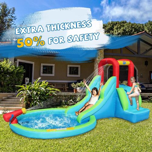 Action Air Inflatable Waterslide, Bounce House with Slide for Wet and Dry, Kids Backyard Waterpark for Summer Fun, Water Gun & Splash Pool for Age 3-8, Love for Kids