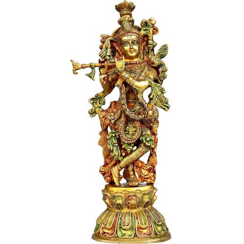 Size 18 eSplanade Brass Radha Krishna Kishan Murti Idol Statue Sculpture | Pooja Idols | Home Decor (18 Inch)