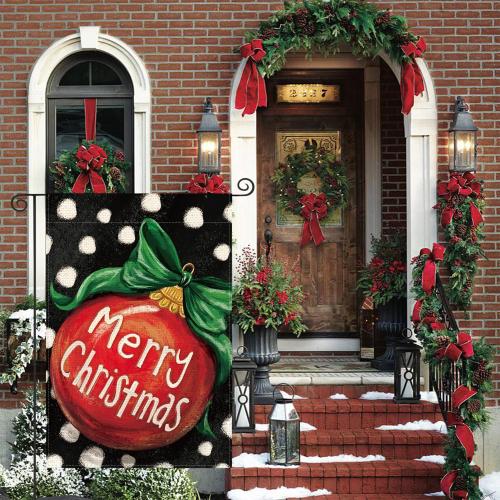 AVOIN colorlife Polka Dot Believe Christmas Garden Flag 12x18 Inch Double Sided, Ornament Baubles Winter Farmhouse Yard Outdoor Decorative Flag