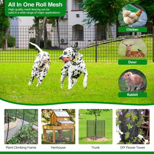 GILPWA Wire Fence,  PVC Coated Welded Wire Fencing  Garden Border Vinyl Metal Chicken Wire Fencing Mesh Roll for Yard Vegetable Plant Protection Poultry Netting Black