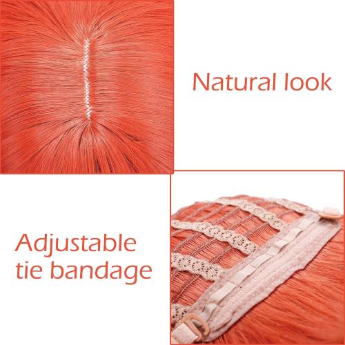 Orange 12 VCKOVCKO Short Bob Wigs Pastel Wavy Wig With Air Bangs Women's Shoulder Length Wigs Curly Wavy Synthetic Cosplay Wig Pastel Bob Wig for Girl Colorful Costume Wigs(12, Orange)