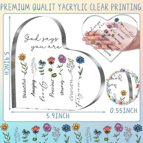 Gerrii Christian Gifts for Women Inspirational Religious Gift Bible Verse Desk Decor Spiritual Acrylic Plaque Decorative Sign Mom Gifts for Mother's Day Birthday Sister Friends(Floral)