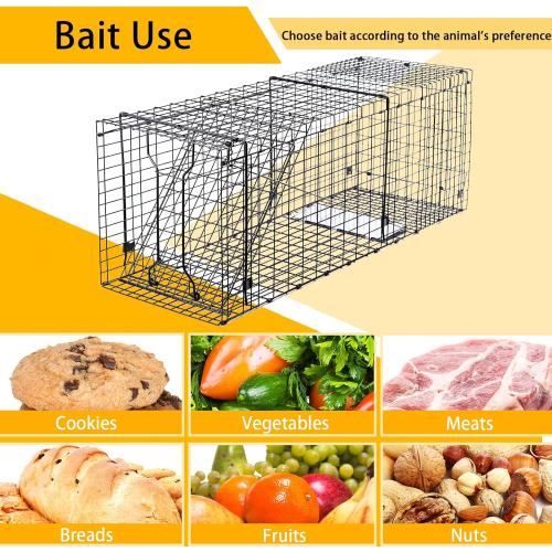 Heavy Duty Live Trap 37x13x14.5 Inch Steel Collapsible with Humane Trap Release Door for Stray Cats, Raccoons, Skunks, Groundhogs, Armadillos and Other Live Animals.