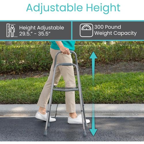 Vive Hemi Walker for Seniors - Narrow for Small & Tight Spaces, Ultra Lightweight, One-Handed Folding Walker, Foldable, Works as Chair Stand Assist Aid Grab Bar for Elderly - Sit to Stand Side Cane