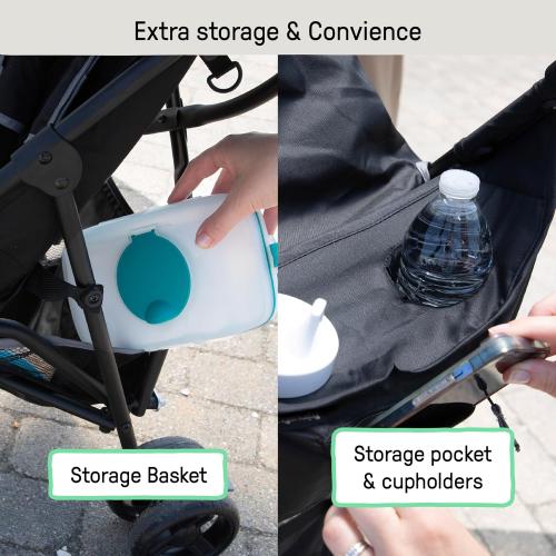 Ingenuity 3D Mini Convenience Stroller – Lightweight Stroller with Compact Fold, Multi-Position Recline, Canopy with Pop Out Sun Visor and More – Umbrella Stroller for Travel and More, Gray
