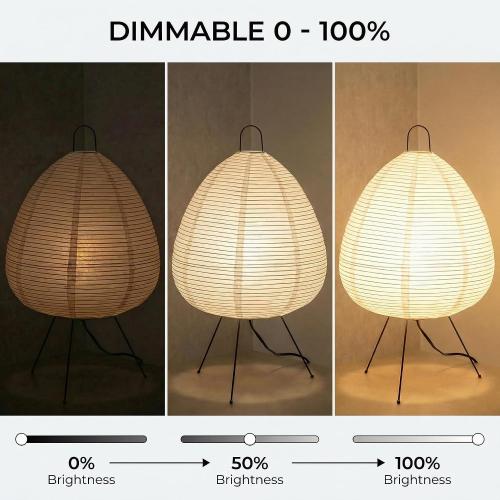 Akari Noguchi Rice Paper Lamp • Dimmable Japanese Paper Lantern Lamp • Japanese Decor Lantern • Cozy Japandi Style • Paper Lantern Light