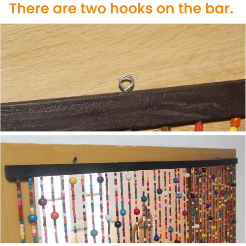 38 Strands Colorful Boho Hippie Door Beads Curtain, Hanging Wood Beaded Curtain for Doorways 36 Inches x 79 Inches (Rainbow)
