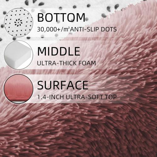 Rugs for Bedroom , Soft Area Rug for Living Room Dorm, Non Slip Shag Rugs for Girls Boys Bedroom, Soft Kids Carpet, Modern Home Decor Aesthetic(Blush)