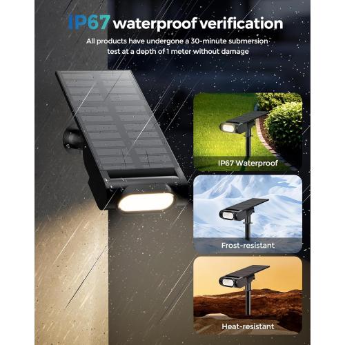 RGB Christmas Solar Spot Lights Outdoor, 12 RGB Color Modes Landscape Light Waterproof IP67 with Remote Control, 2-in-1 Color Changing RGB/Cool/Warm White for Yard Garden Garden (6 Pack)