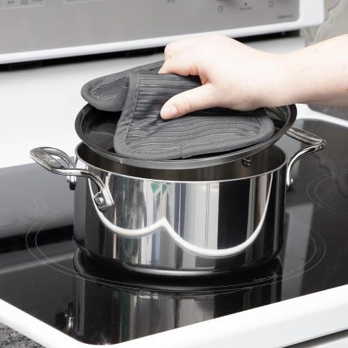 All-Clad Premium Pot Holder & Hot Pad: Heat Resistant to 500 Degrees - 100% Cotton, 10x6.25 Hot Pad for Kitchen and Barbeque, (1-Pack), Pewter