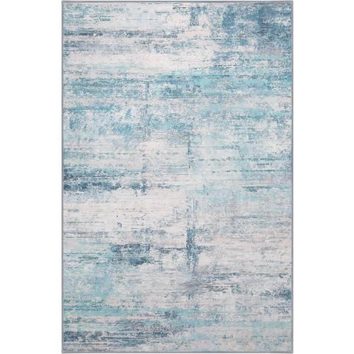 Abstract 8x10 Area Rug Washable Soft Large Non-Slip Carpet for Living Room Dining Room Home Office Bedroom - Abstract Teal/Grey ‼️light dirt‼️