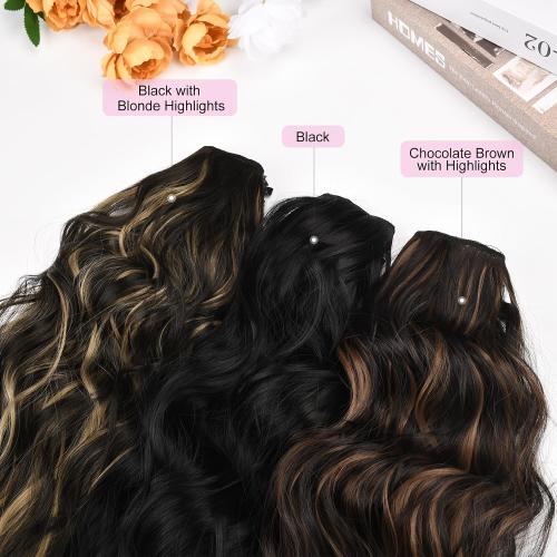 REECHO Invisible Wire Hair Extensions with Thinner Softer Lace Weft (Chocolate Brown with Highlights, 16 Inch (Pack of 1))