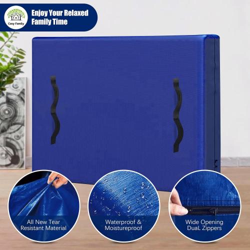 Cosy Family Mattress Bags for Moving with 8 Handles - 170GSM Extra-Thick Mattress Bag for Moving Supplies - Reusable Mattress Cover Protector Storage with Zipper - Queen Size - Blue