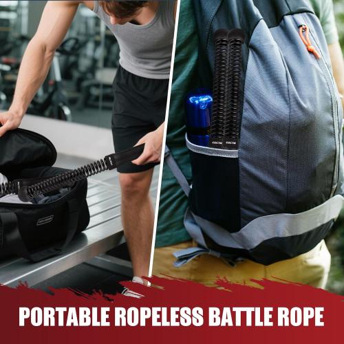 Cordless Battle Rope for Home Gym, Heavy Duty Portable with Poster