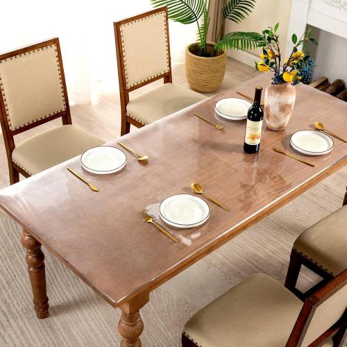 42 x 80 Inch Clear Table Cover Protector, 2mm Thick Clear Table Protector for Dining Room Table, Plastic Table Cover, Waterproof Table Pad for Kitchen, Office