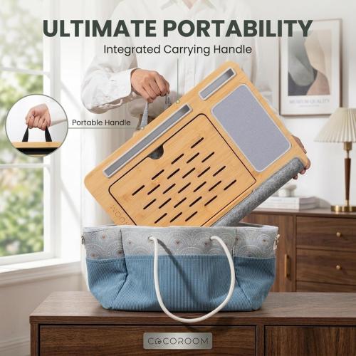 Lap Desk for Laptop – Bed Desk Tray Table with Cushion, 5 Angles, Phone & Tablet Holder, Mouse Pad & Ventilation – Laptop Stand, Lap Table, Couch Desk for 15”-17” Laptops (Gray)