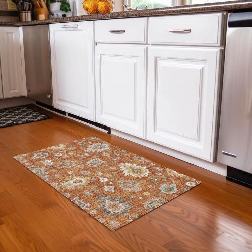 Addison Rugs Chantille ACN753 Orange 1'8 x 2'6 Indoor/Outdoor, Machine Washable, Easy Clean, Non Shedding, Bedroom, Living Room, Dining Room, Kitchen, Patio Rug