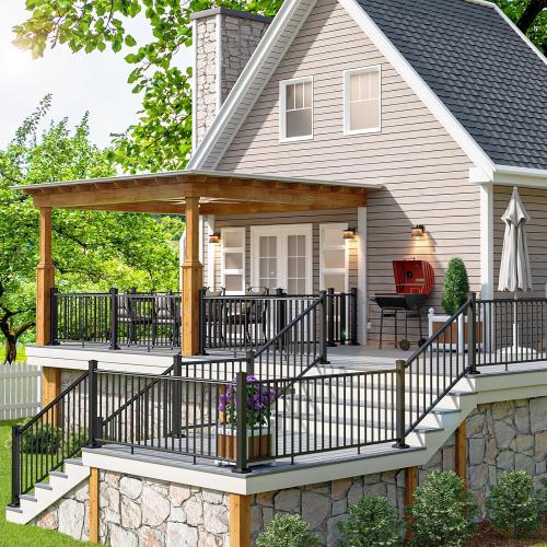 Egadis 1 Pack 3 in. x 3 in. x 39 in. Aluminum Railing Post, Porch and Deck Railing Post with Screws, Black Textured AAMA 2604 Powder-Coat Finish Stair Post for Decks, Porches & Balconies