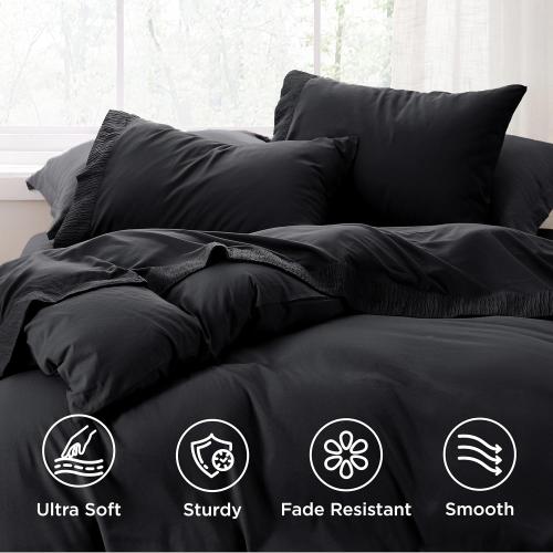 Bedsure King Size Sheets Set - 4 Pieces Soft King Sheets - Breathable & Cooling - Hotel Luxury - Easy Care Polyester Microfiber Bedding for Women, Men, Black
