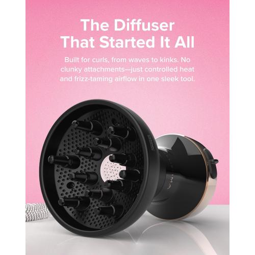 Bellissima Diffon Ceramic Diffuser Hair Dryer for Curly Hair - 2-in-1 Blow Dryer with Diffuser - Reduces Frizz, Defines Curls, Volumizes - Lightweight, Compact, Easy Hold Handle