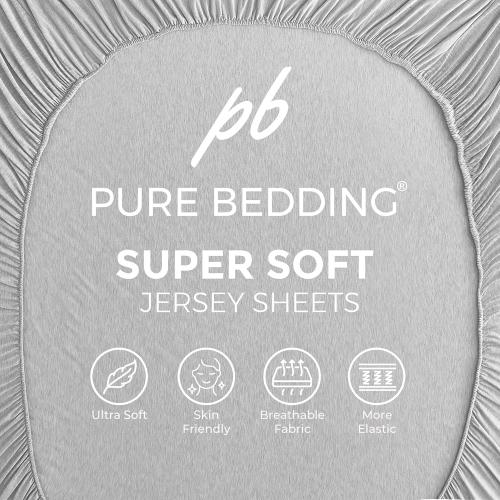Pure Bedding Bed Sheets - King Sheet Set [6-Piece, Heather Light Grey] - Hotel Luxury 1800 Brushed Microfiber - Soft and Breathable - Deep Pocket Fitted Sheet, Flat Sheet, Pillow Cases
