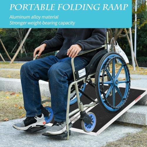 3FT Wheelchair Ramp Non-Slip Portable Aluminum Alloy Ramp, Thresholds Ramp, 800 lbs Weight Capacity, Suitable for Stairs Steps Home Pets Doorways